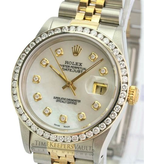 rolex datejust 36mm two tone diamond bezel